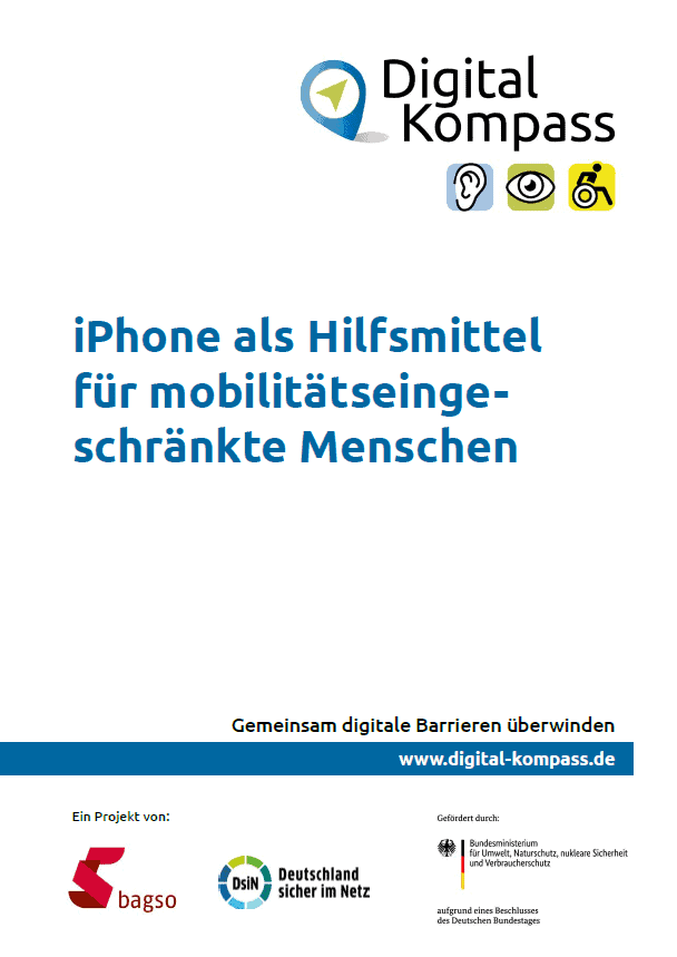 Cover Leitfaden iPhone als Hilfsmittel für mobilitätseingeschränkte Menschen